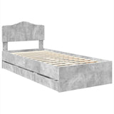 Bed Frame with Drawer Concrete Grey 100 x 200 cm Engineer Wood 3413036