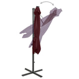Cantilever Garden Parasol with Pole and LED Lights Bordeaux Red 250 cm 312326