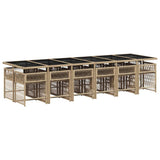 13 Piece Garden Dining Set with Cushions Mix Beige Poly Rattan 3211668