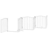 Dog Gate with Door Foldable 12 Panels White 600 cm Poplar Wood 3155592