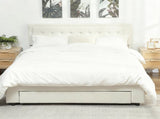 King Size Ottoman Bed Frame, with Front Drawer - Cream T3398P423096