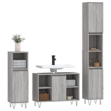 ZNTS 3 Piece Bathroom Furniture Set Grey Sonoma Engineered Wood 3190305