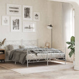 Metal Bed Frame without Mattress with Footboard White 160x200cm 376572