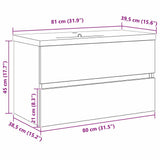 Bathroom Sink Cabinet Black Oak 80 x 39 x 62 cm Engineered Wood 3333147