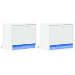 ZNTS Wall-mounted Bedside Cabinets with LED Lights 2 pcs White 852076