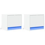 ZNTS Wall-mounted Bedside Cabinets with LED Lights 2 pcs White 852076