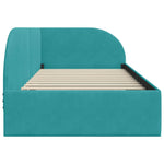 Corner Bed Frame with Headboard Turquoise 100 x 200 cm Velvet 42016664