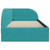 Corner Bed Frame with Headboard Turquoise 100 x 200 cm Velvet 42016664
