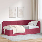 Corner Bed Frame with Headboard Wine Red 100 x 200 cm Velvet 42016547