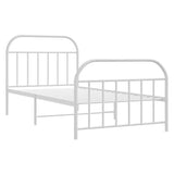 Metal Bed Frame without Mattress with Footboard White 100x190cm 353696