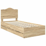 Bed Frame with Drawer Sonoma Oak 90 x 200 cm Engineer Wood 3413452