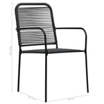 7 Piece Outdoor Dining Set Cotton Rope and Steel Black 48570