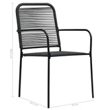 7 Piece Outdoor Dining Set Cotton Rope and Steel Black 48570