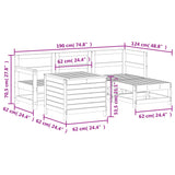 5 Piece Garden Sofa Set White Solid Wood Pine 3250501