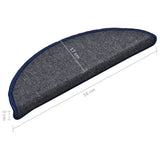 Stair Mats 15 pcs 56x17x3 cm Dark Grey and Blue Half Round 322364