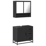 ZNTS 2 Piece Bathroom Furniture Set Black Engineered Wood 3300925