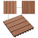 11 pcs Decking Tiles Deep Embossed WPC 30x30 cm 1 sqm Light Brown 45034