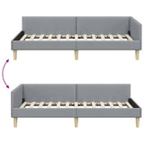 Corner Bed Frame with Headboard Light Grey 90 x 200 cm Fabric 42016117