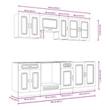 8 Piece Kitchen Cabinet Set "Kalmar" Black Engineered Wood 3314822