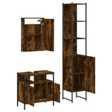 3 Piece Bathroom Furniture Set Smoked Oak Engineered Wood 3214797