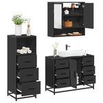 ZNTS 3 Piece Bathroom Furniture Set Black Engineered Wood 3301050