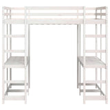 ZNTS Loft Bed with Desk and Ladder White 160x200 cm Solid Wood Pine 3284234