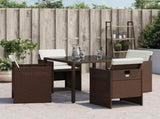 Garden Chairs with Cushions 4 pcs Brown Poly Rattan 364935