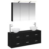 Bathroom Furniture Set 4 pcs Black Oak 3406696