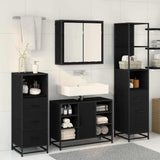 Bathroom Furniture Set 4 pcs Black Oak Engineered Wood 3402356