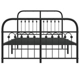 Metal Bed Frame without Mattress with Footboard Black 120x200cm 376616
