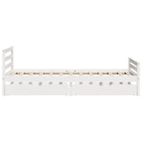 ZNTS Bed Frame without Mattress White 90x200 cm Solid Wood Pine 3301605