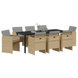 Garden Dining Set 9 pcs Beige Poly Rattan 3380616