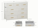 Chest of Drawers with 9 Fabric Drawers, Boucle Storage Organiser with Steel Frame, Fabric Dresser T3398P330467