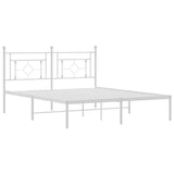 Metal Bed Frame without Mattress with Headboard White 160x200cm 374391