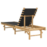Sun Lounger with Black Woven Webbing 55x200x30 cm Bamboo 4108233