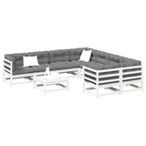 9 Piece Garden Sofa Set White Solid Wood Pine 3299366