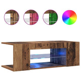 TV Cabinet with LED Lights Old Wood 90x39x30 cm Engineered Wood 856325