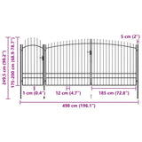 Garden Fence Gate Woerden with Spear Top 5x1.95 m Black 146326
