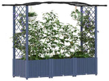 Raised Bed with Trellis and Roof Grey 164 x 40 x 142 cm PP 42032555