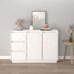 ZNTS Sideboard White 111x34x75 cm Solid Wood Pine 813805