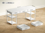 120cm Computer Desk with Power Outlets, Office Desk Study Table with 3 Fabric Drawers and 4 Storage T3398P343164