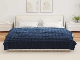 Anti-Slip Faux Rabbit Fur Blanket Olite Marine Blue Polyester 42021826