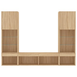 5 Piece TV Wall Units with LED Sonoma Oak Engineered Wood 3216692