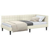 Corner Bed Frame with Headboard Cream 90 x 200 cm Velvet 42016435