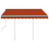 Manual Retractable Awning with Posts 3x2.5 m Orange and Brown 3069900