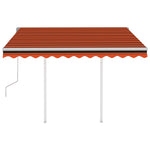 ZNTS Manual Retractable Awning with Posts 3x2.5 m Orange and Brown 3069900