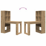 Desk with Shelf Artisan Oak 122 x 67 x 145 cm Engineered Wood 3337264