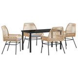 Garden Dining Set with Cushion 5 pcs Brown Poly Rattan 3380878
