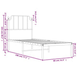 Metal Bed Frame without Mattress with Headboard White 75x190cm 373926