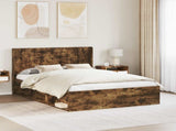 Bed Frame with Storage and Headboard Smoked Oak 120 x 190 cm 3413881